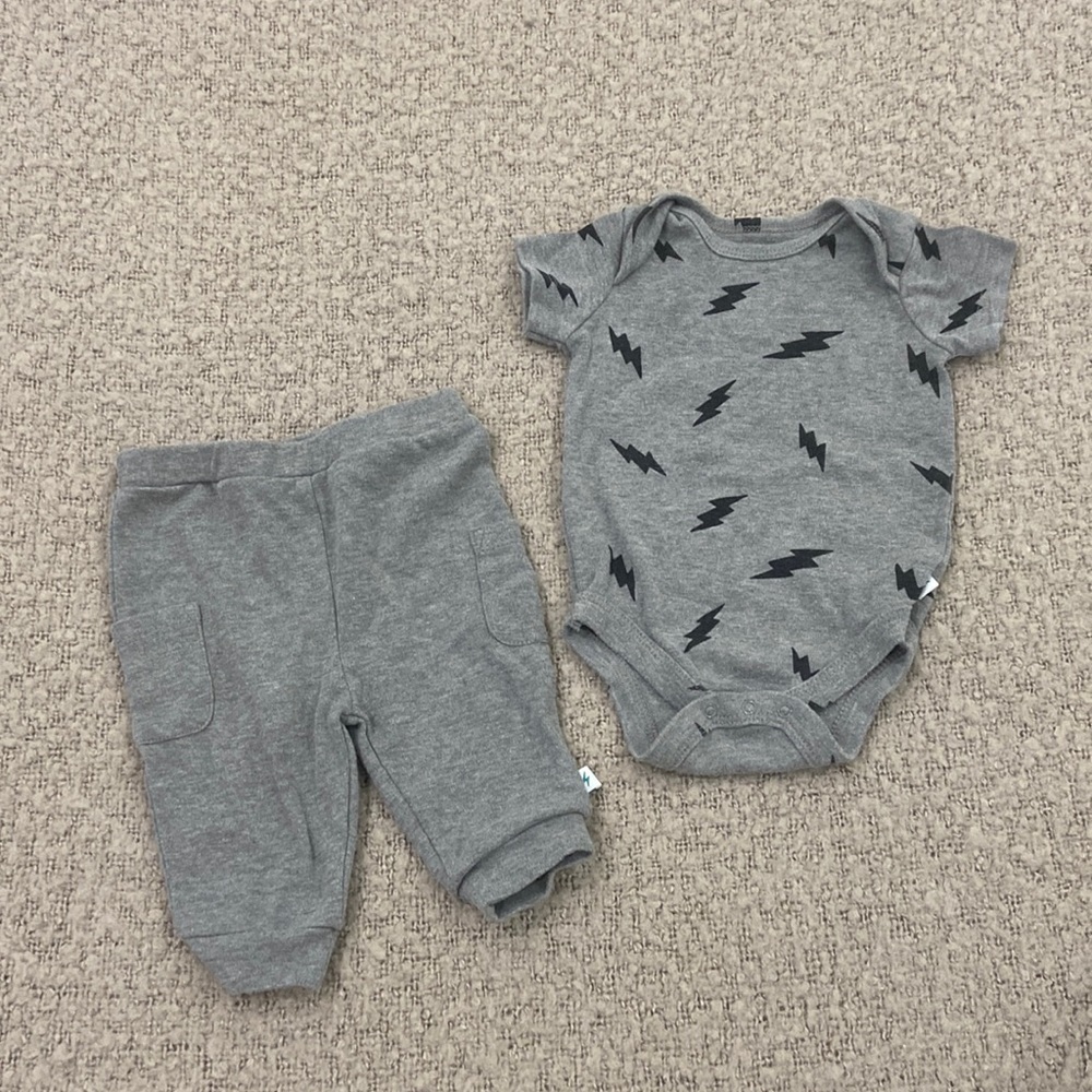 TEAM of Tiny 6M Lighting Bolt Onesie Set